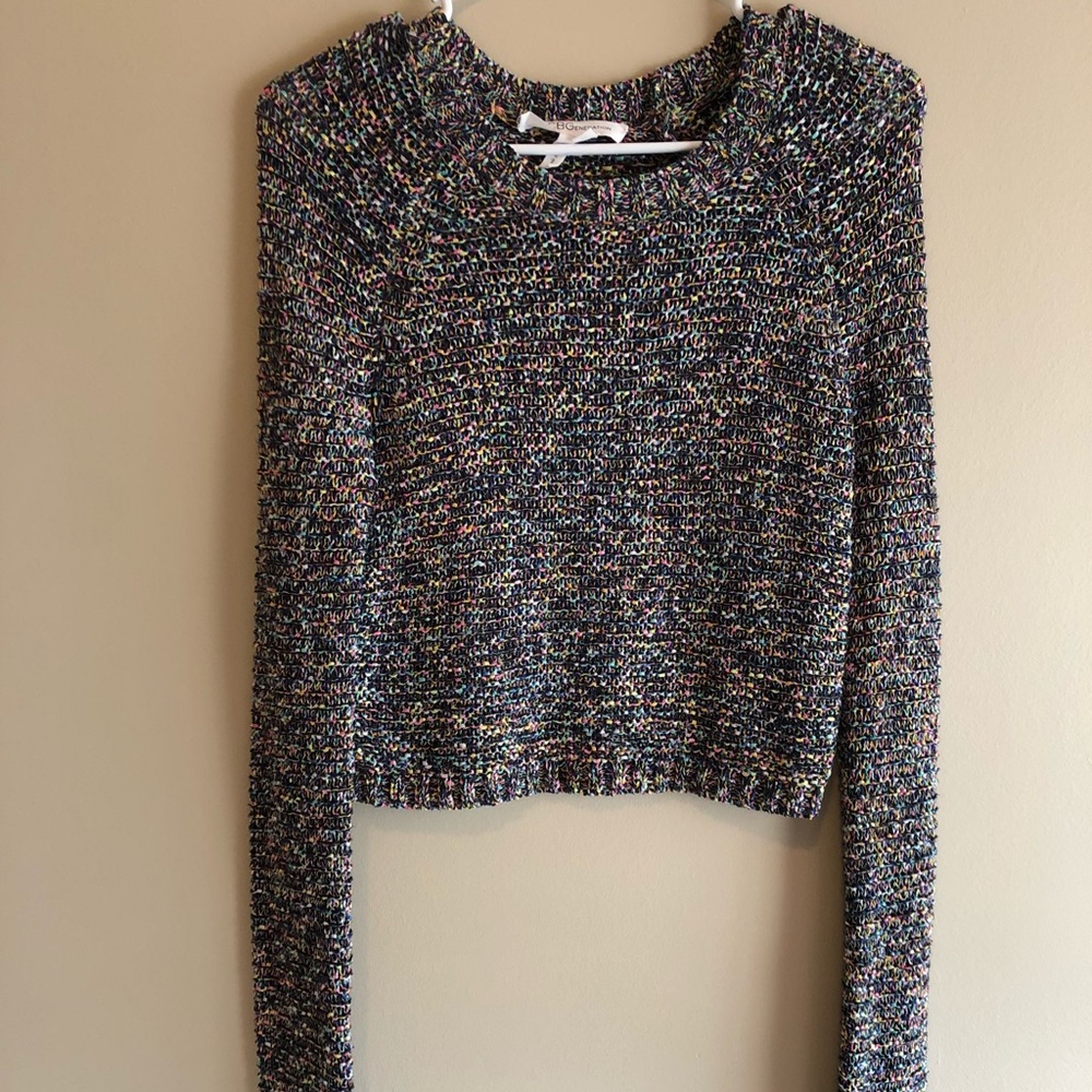 Long sleeve, multi-colored crop top